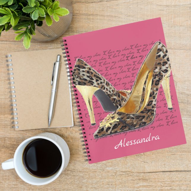 Cheetah Heelse Extravagante Goldschuhe Rosa Notizbuch (Von Creator hochgeladen)