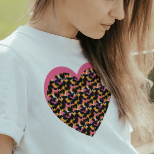 Cheetah Herz Pink Schwarz Tri-Blend Shirt