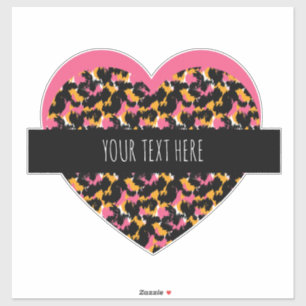 Cheetah Herz Pink Text Auto Aufkleber