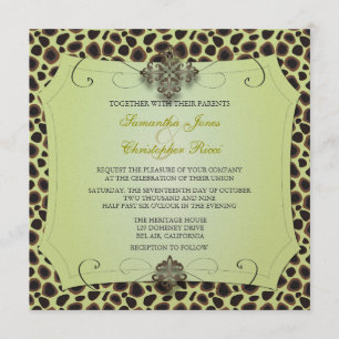 Cheetah, Hochzeitseinladungen (Premium-Goldbestand Einladung