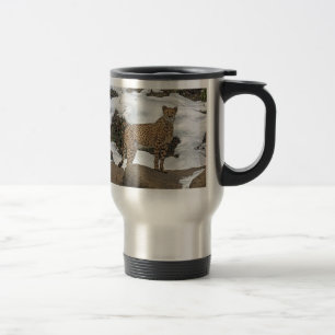 Cheetah in der Schnee-Reise-Tasse Reisebecher