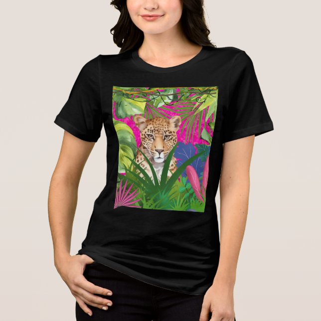 Cheetah in the Grass Tri-Blend Shirt (Vorderseite)