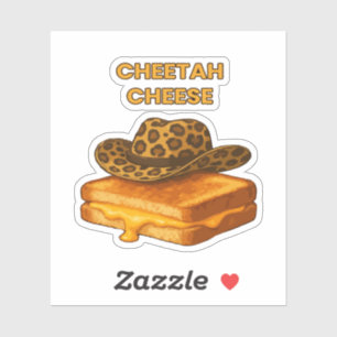 Cheetah-Käse Lustiger Grillkäse-Cowboyhut Aufkleber