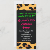 Cheetah Leopard Animal Print Black Long Einladung