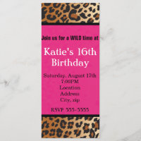 Cheetah Leopard Print Hot Pink Party Einladung
