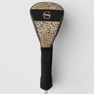 Cheetah Leopard Print Pattern Initial Monogram Golf Headcover