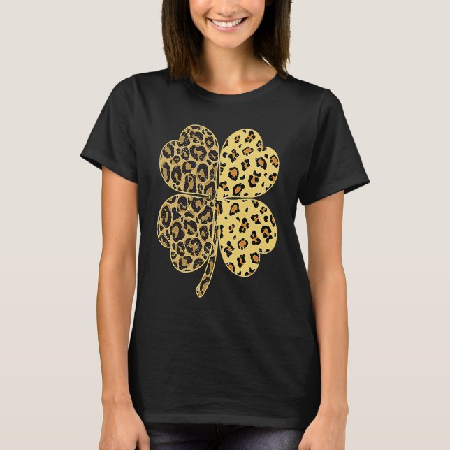 Cheetah Leopard Print Shamrock St Patricks Day Luc T-Shirt (Vorderseite)