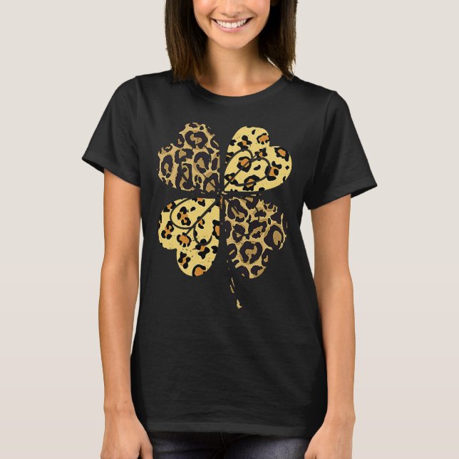 Cheetah Leopard Print Shamrock St Patricks Day Luc T-Shirt (Vorderseite)