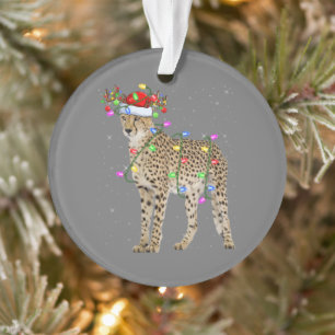 Cheetah Lover Xmas Lighting Santa Cheetah Christma Ornament
