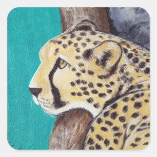 Cheetah Painting Quadratischer Aufkleber