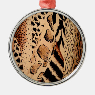 Cheetah Pattern Silbernes Ornament