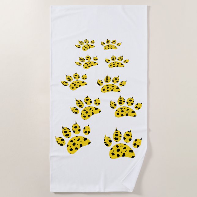 Cheetah Paw Print Beach Handtuch (Vorderseite)