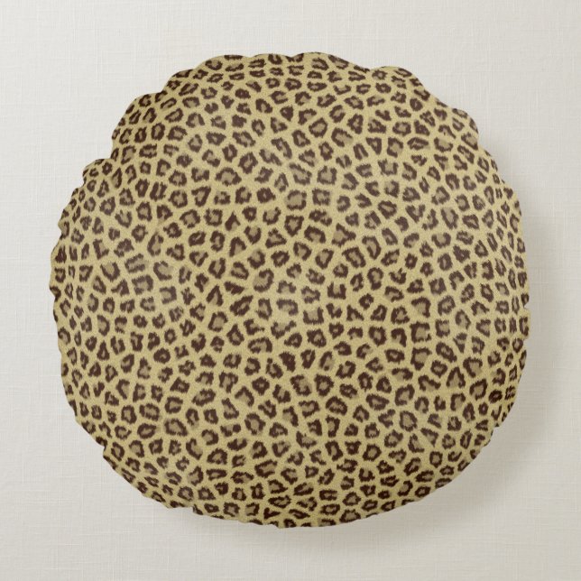 Cheetah Pelzprint Rundes Kissen (Vorderseite)