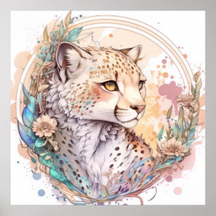Cheetah Portrait Tiermalerei Natur im Freien Poster