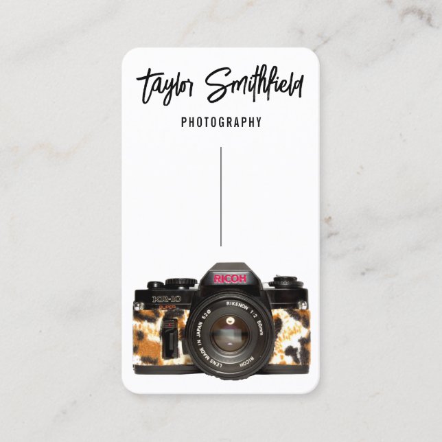 Cheetah Print Camera Fotografy Business Card Visitenkarte (Vorderseite)