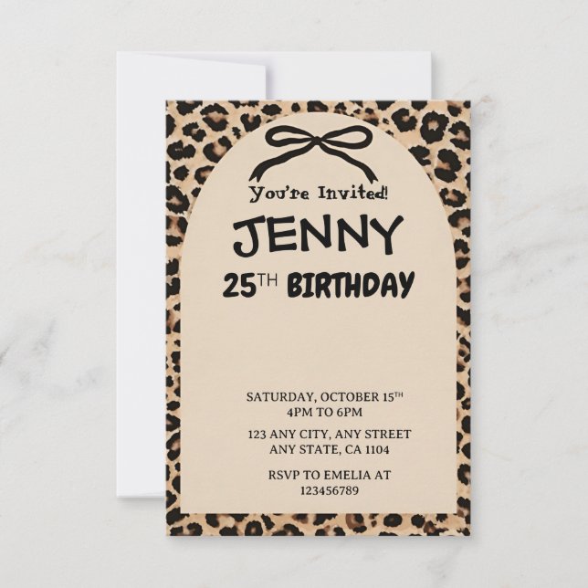 Cheetah Print Custom Kids Birthday Invite Party  Einladung (Vorderseite)