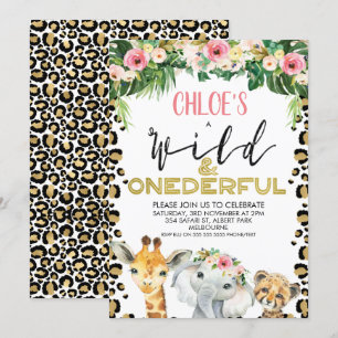 Cheetah Print Floral Onederday Einladung