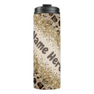 Cheetah Print Glitzern Look Thermosbecher