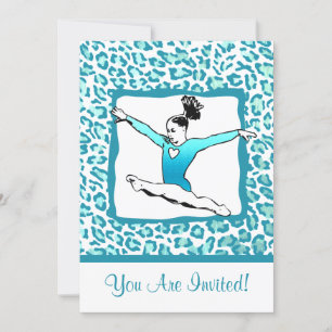 Cheetah Print Gymnastique - Invitation turquoise