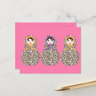 Cheetah Print Matryoshka Carte postale