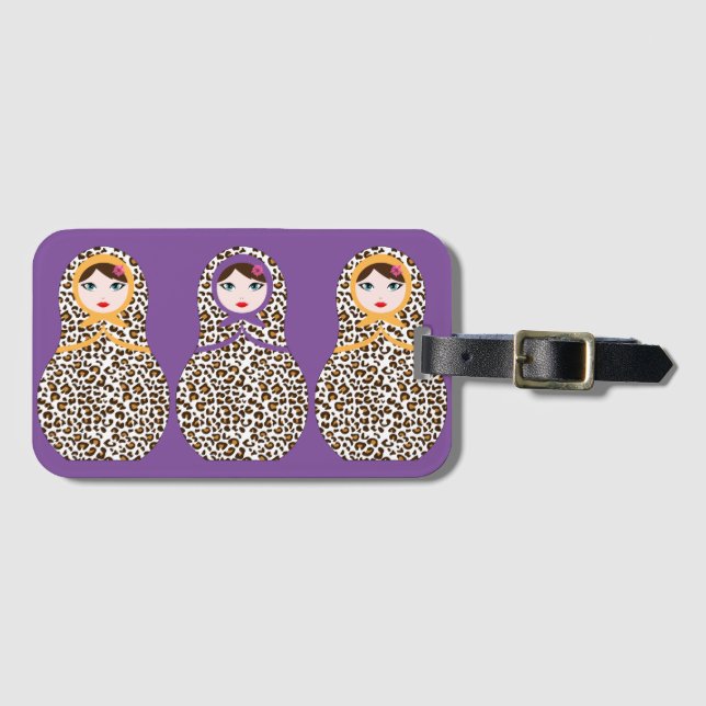 Cheetah Print Matryoshka Gepäcktag Gepäckanhänger (Vorderseite (Horizontal))