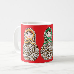 Cheetah Print Matryoshka Kaffee Tasse