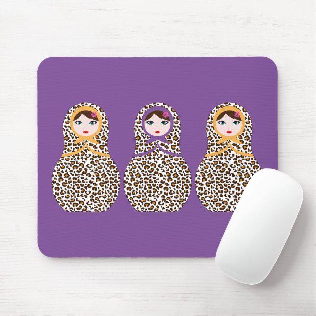 Cheetah Print Matryoshka Mousepad (Mit Mouse)