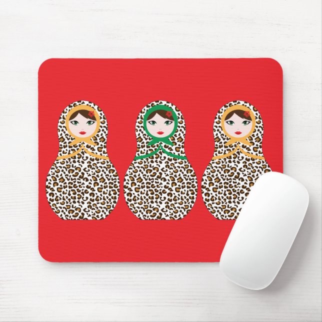 Cheetah Print Matryoshka Mousepad (Mit Mouse)