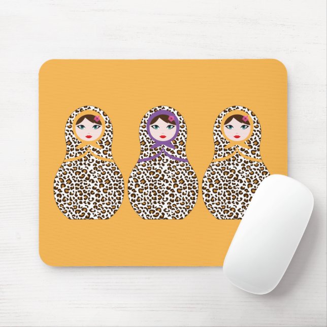 Cheetah Print Matryoshka Mousepad (Mit Mouse)