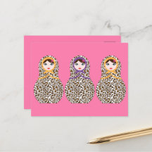 Cheetah Print Matryoshka Postcard