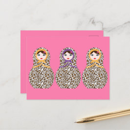 Cheetah Print Matryoshka Postcard Postkarte