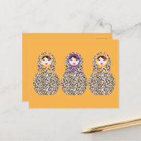 Cheetah Print Matryoshka Postcard