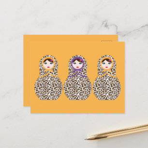 Cheetah Print Matryoshka Postcard Postkarte