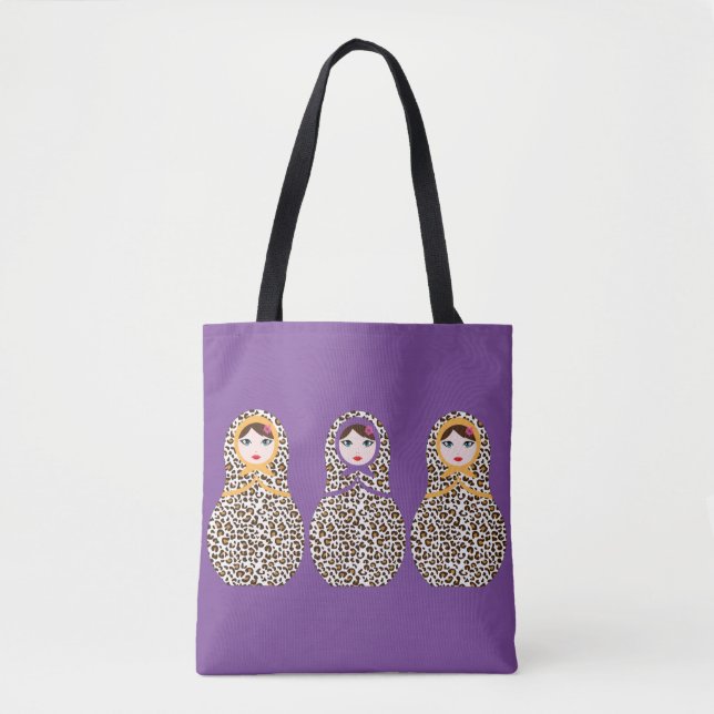 Cheetah Print Matryoshka Tote Bag Tasche (Vorderseite)
