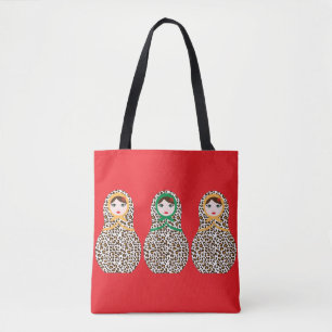 Cheetah Print Matryoshka Tote Bag Tasche