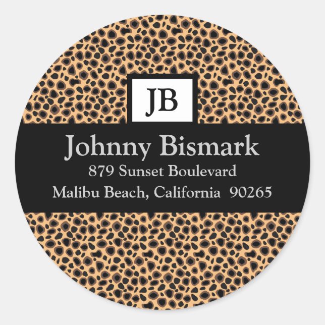 Cheetah Print Monogram Sticker (Vorderseite)