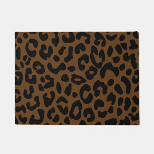 Cheetah Print Pattern Black Brown Fußmatte