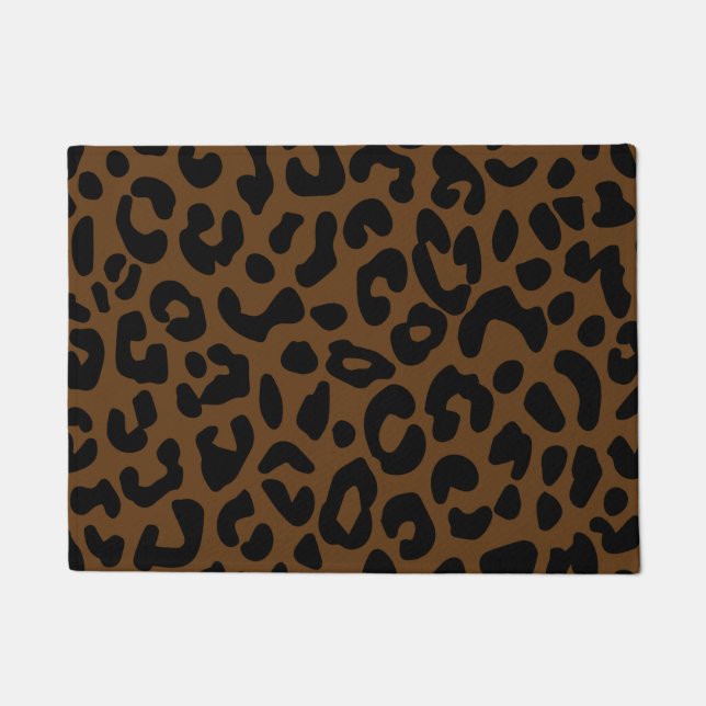 Cheetah Print Pattern Black Brown Fußmatte (Vorderseite)