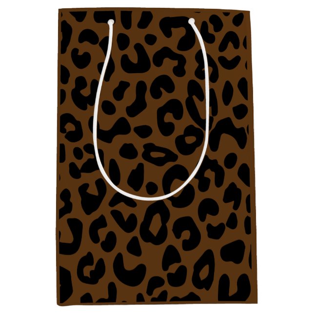 Cheetah Print Pattern Black Brown Mittlere Geschenktüte (Vorderseite)
