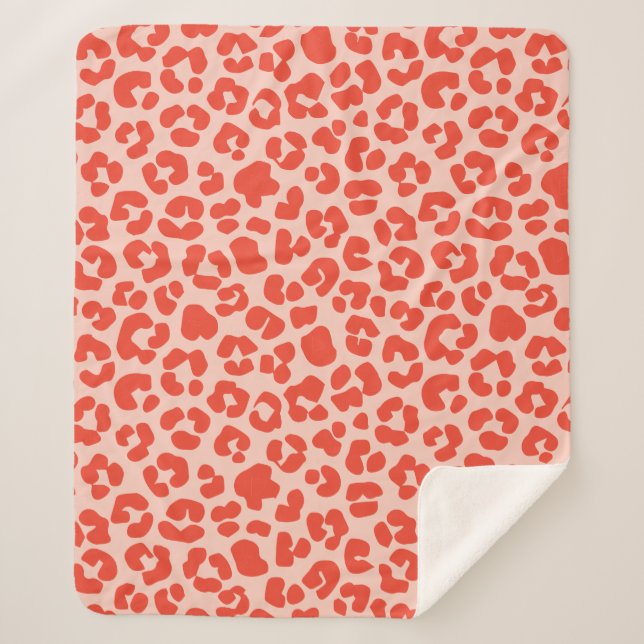 Cheetah Print Pattern Red Sherpadecke (Vorderseite)