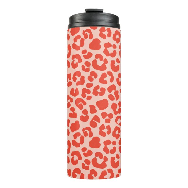 Cheetah Print Pattern Red Thermosbecher (Vorderseite)