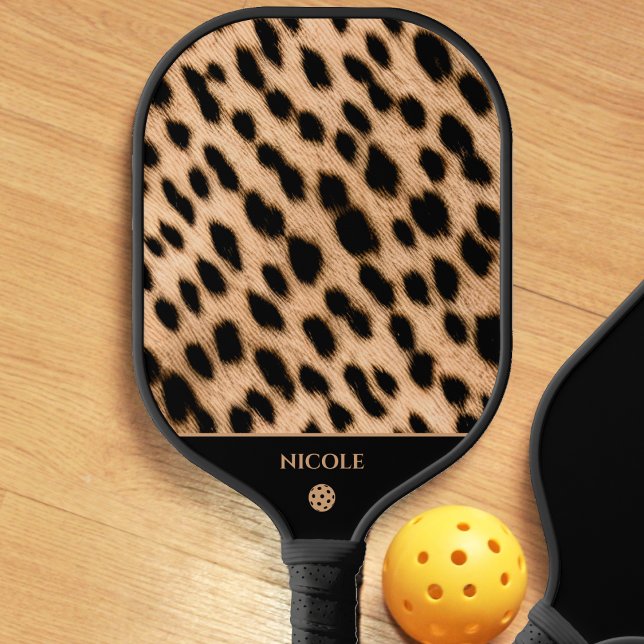 Cheetah Print Pattern Tan Brown & Black Pickleball Schläger (cheetah print pickleball paddle)