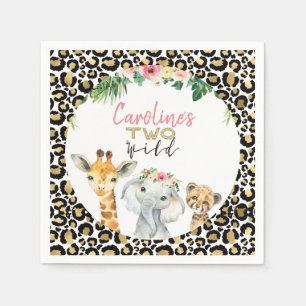 Cheetah Print Safari Glitzer Zwei Wild Geburtstag Serviette