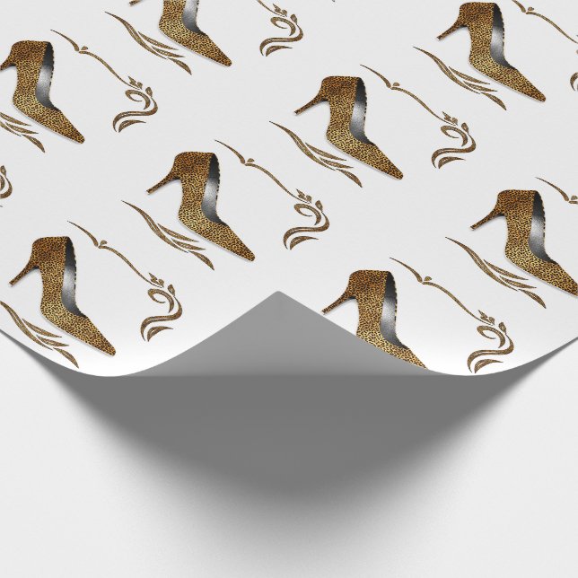Cheetah Print Stiletto Heel Shoe Geschenkpapier (Ecke)