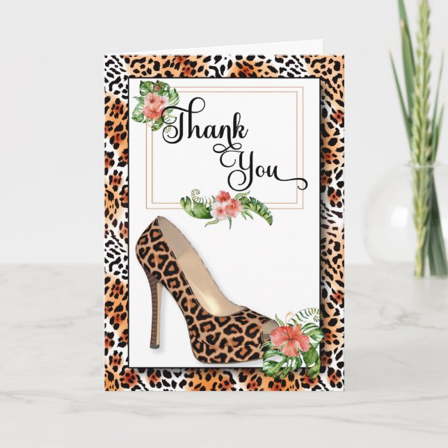 Cheetah Print Tropical Vielen Dank Karte (Vorderseite)