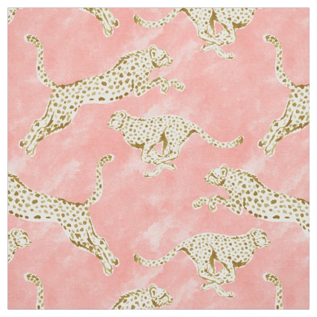 CHEETAH PROWL Blush Gold Cheetahs Stoff (Muster)
