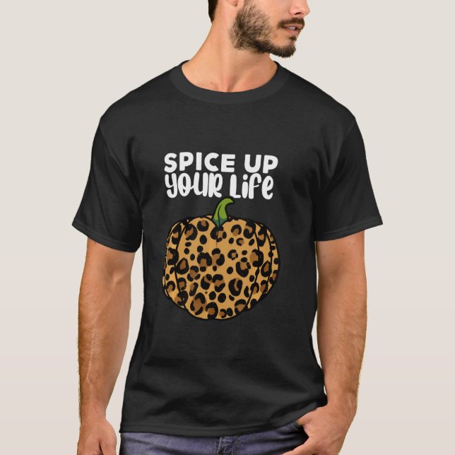 Cheetah Pumpkin spitzt Ihr Leben Exotic Fall Leo T-Shirt (Vorderseite)
