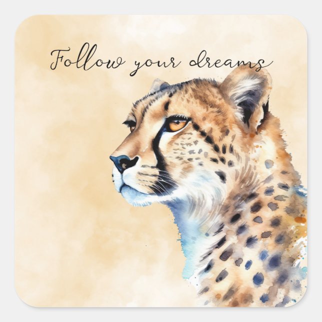 Cheetah Quadratischer Aufkleber (Vorderseite)