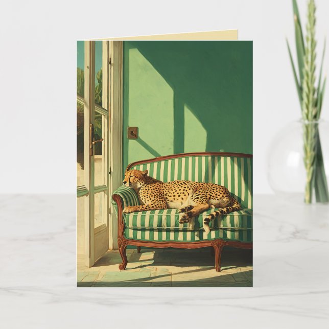 Cheetah Resting in Sunlit Room Karte (Vorderseite)