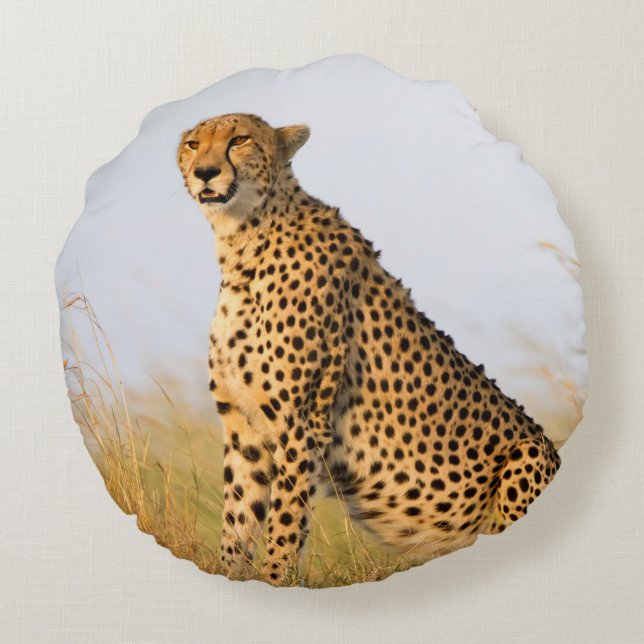 Cheetah Rundes Kissen (Rückseite)